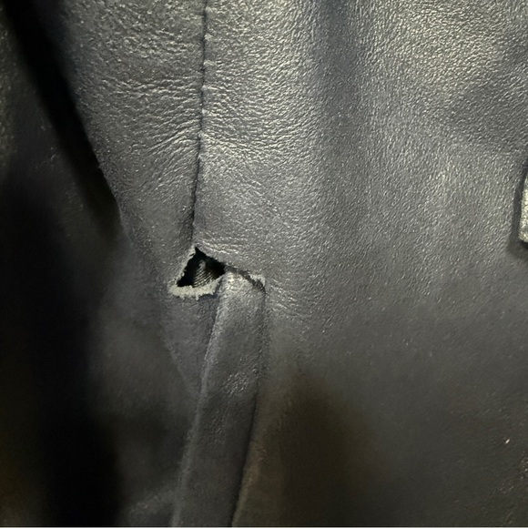 Sanctuary navy blue leather jacket with zipper details women’s size medium - Picture 10 of 12